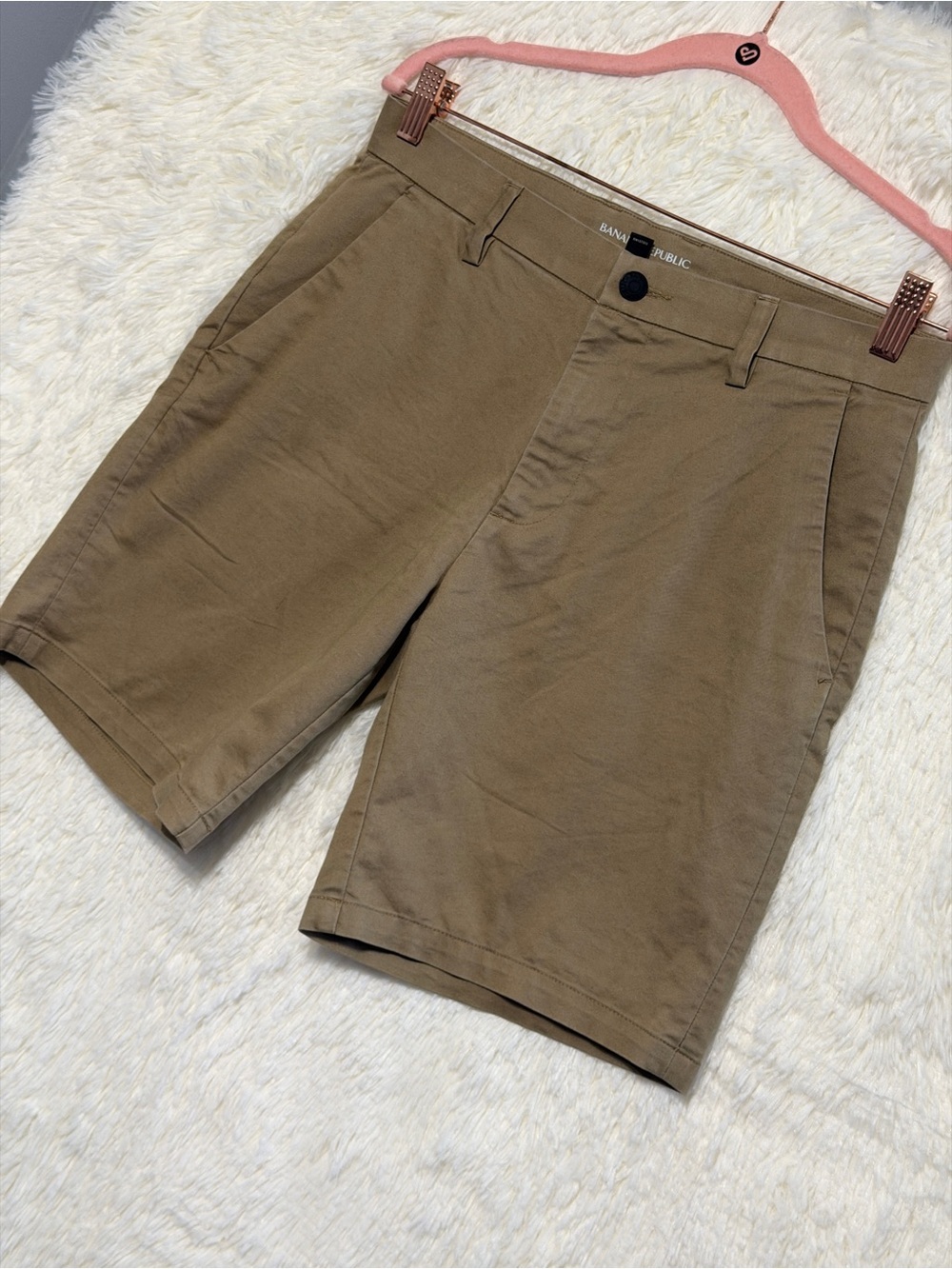 Banana Republic Mens Chino Shorts Size 30 Tan Khaki Preppy Flat Front Stretch - Picture 3 of 7